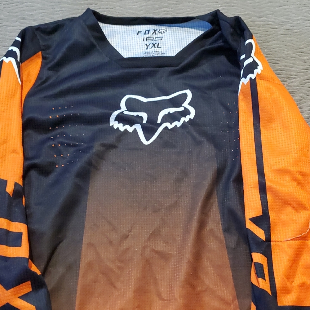 Fox Orange and Black Motocross Jersey with White Logo